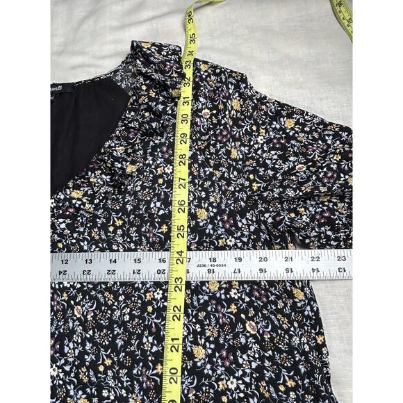 Madewell Womens Sz S black floral shirt dress button front Bohemian Cottagecore - Picture 8 of 10
